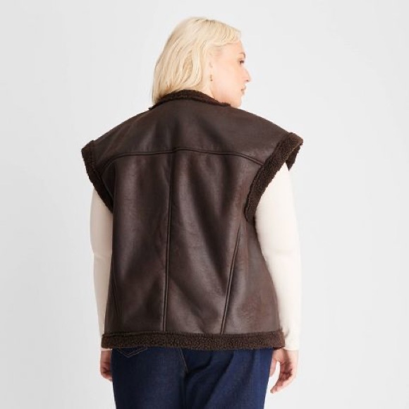Women's Faux Shearling Lined Leather Vest - Future Collective - Picture 3 of 8